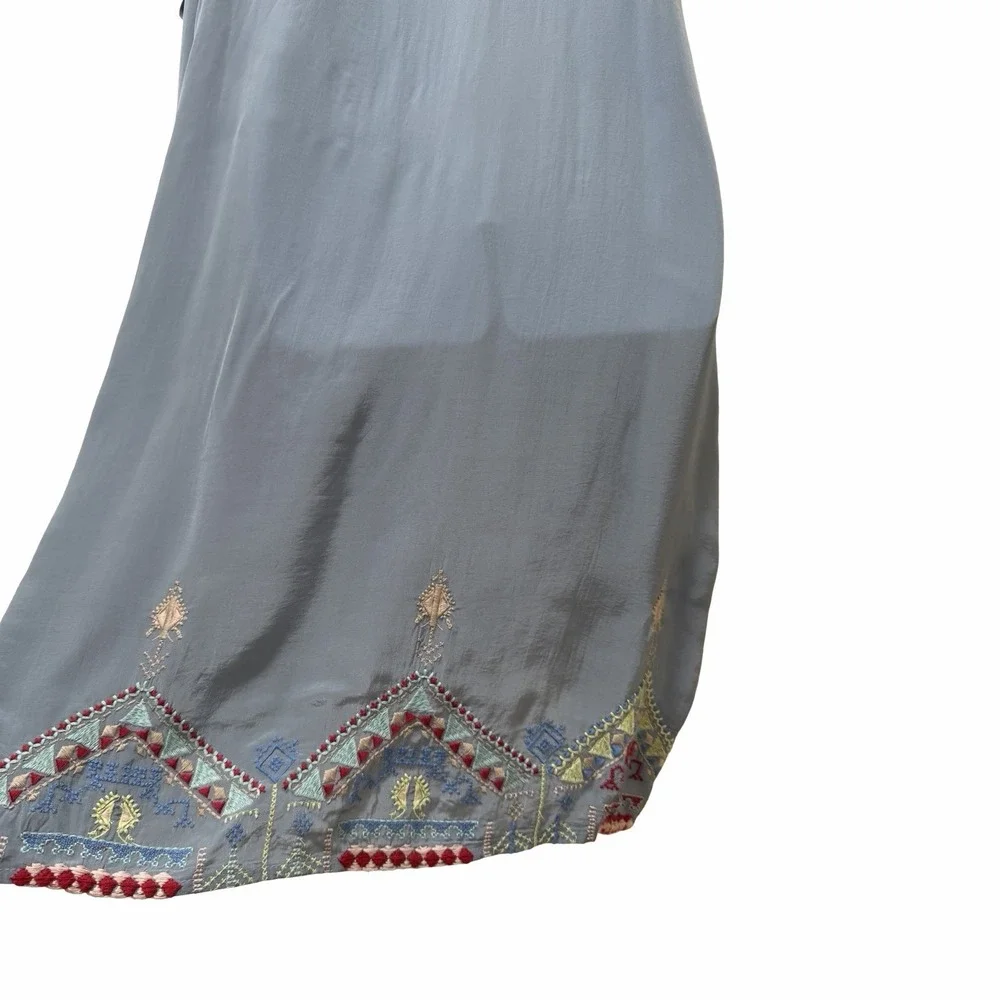 Sundance Womens Embroidered Viscose Shift Mini Dress Size L Blue Bohemian Boho - Picture 6 of 8